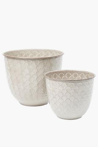 Scallop Metal Planter, 26x24cm