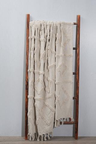 Cotton Textured Tufted Throw, 180x200cm