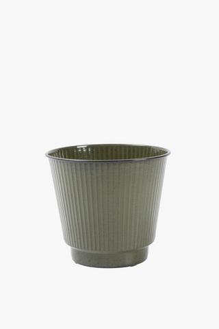 Ridged Metal Planter, 24x24cm