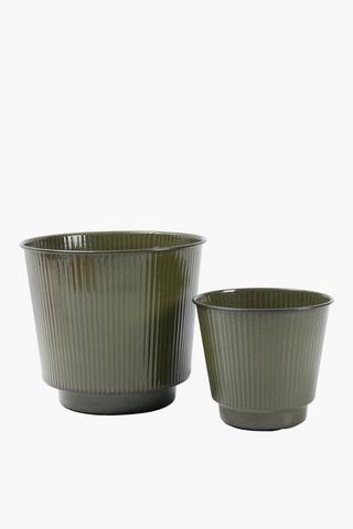 Ridged Metal Planter, 24x24cm