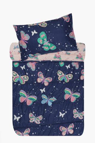 Soft Touch Glow In The Dark Neblina Butterflies Reversible Comforter Set