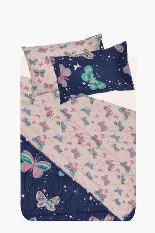 Soft Touch Glow In The Dark Neblina Butterflies Reversible Comforter Set