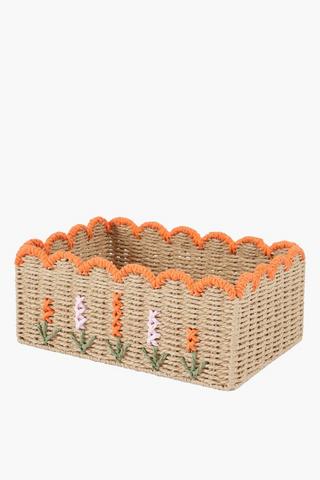 Paper Weave Scalloped Utility Basket Medium, L24xw24xh14cm