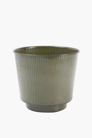 Ridged Metal Planter, 35x33cm