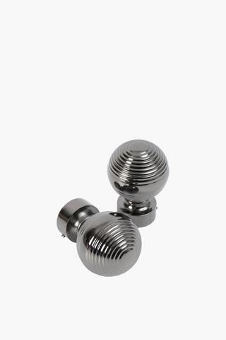 2 Pack Ribbed Finials, 35mm