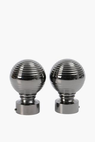 2 Pack Ribbed Finials, 35mm