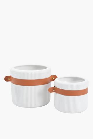 Tan Belt Planter, 12x14cm