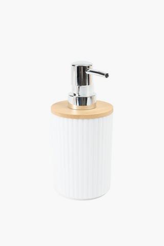 Plastic And Bamboo Ribbed Soap Dispenser