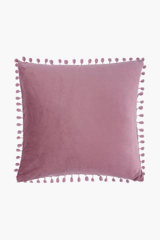 Velvet Pom Pom Scatter Cushion, 60x60cm