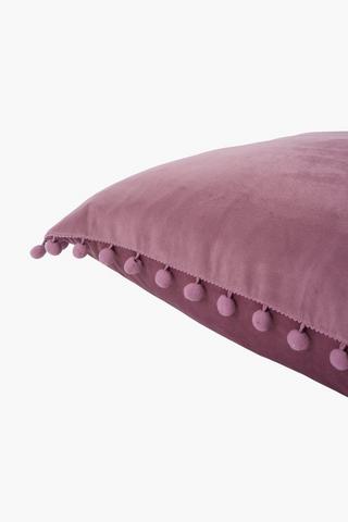 Velvet Pom Pom Scatter Cushion, 60x60cm
