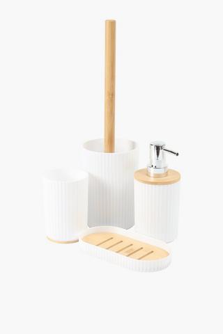 Plastic And Bamboo Ribbed Soap Dish
