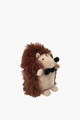 Happy Bowtie Hedgehog Flannel Doorstop