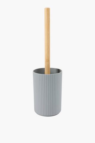 Plastic And Bamboo Ribbed Toilet Brush Set