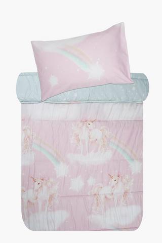 Soft Touch Sequin Unicorn Rotary Printed Comforter Set
