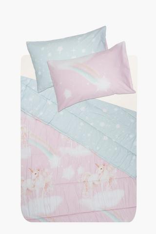 Soft Touch Sequin Unicorn Rotary Printed Comforter Set