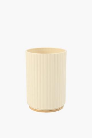 Plastic And Bamboo Ribbed Bath Tumbler