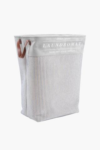 Fabric Script Detail Laundry Basket With Handles