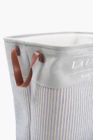Fabric Script Detail Laundry Basket With Handles