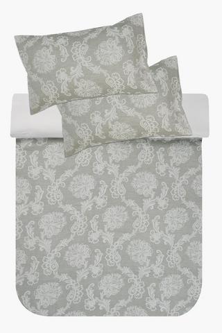 Premium Cotton Jacquard Botanical Duvet Cover Set