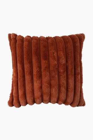 Faux Fur Ribbed Scatter Cushion, 60x60cm