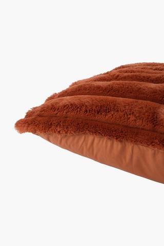 Faux Fur Ribbed Scatter Cushion, 60x60cm