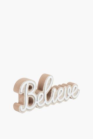 Wooden Believe Sign, 24x9.5cm