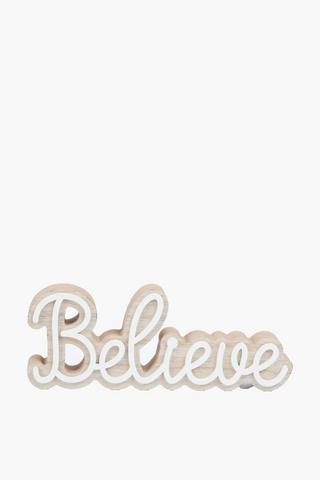 Wooden Believe Sign, 24x9.5cm