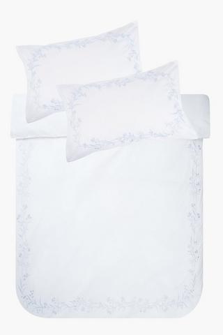 144 Thread Count Premium Embroidered Floral Duvet Cover Set