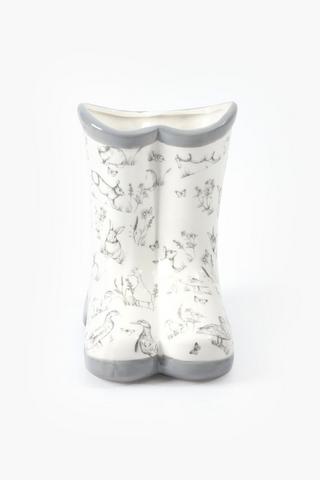 Ceramic Bunny Boots Vase, 17x19cm