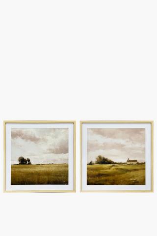 2 Pack Framed Country Side Canvas, 50x50cm