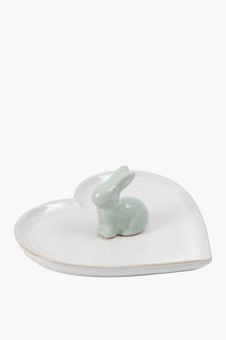 Heart Bunny Trinket Tray, 15x6cm