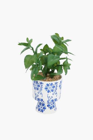 Greenery In Delft Pot, 12x33cm