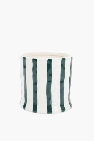 Stripe Ceramic Planter, 16x16cm
