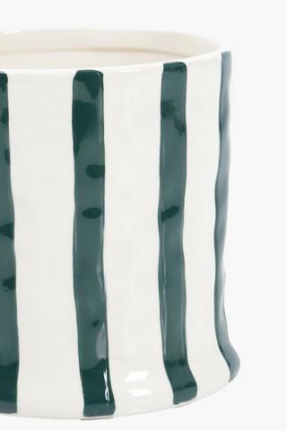 Stripe Ceramic Planter, 16x16cm