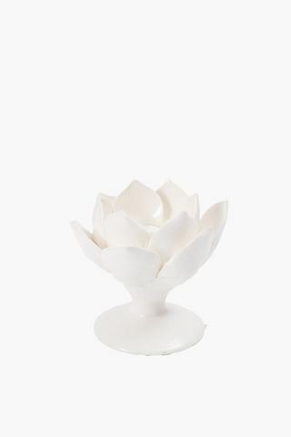 Ceramic Lotus Tealight Holder, 9x10.5cm