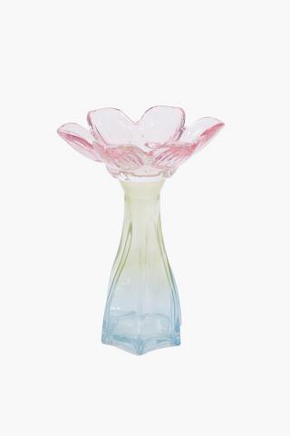 Glass Waterlily Tealight Holder, 12x16cm