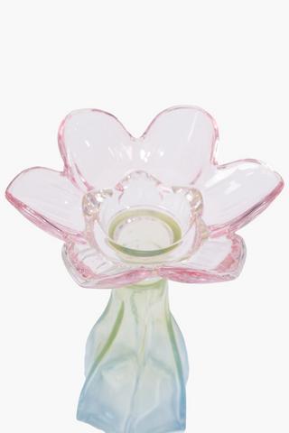 Glass Waterlily Tealight Holder, 12x16cm