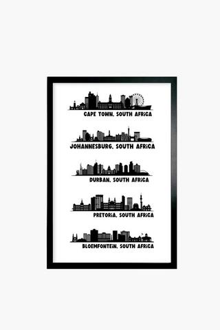 Framed Sa Cities Canvas, 40x60cm