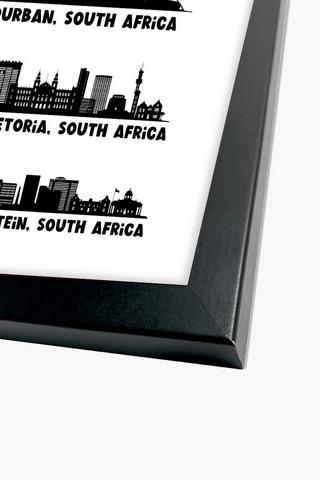 Framed Sa Cities Canvas, 40x60cm