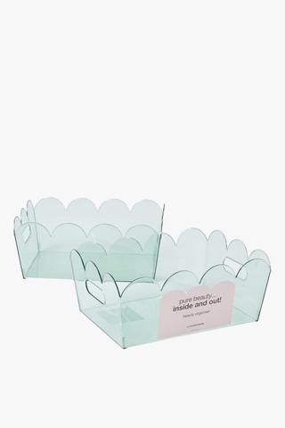 2 Pack Acrylic Scallop Utility Basket Set