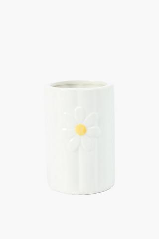 Ceramic Embossed Daisy Bath Tumbler