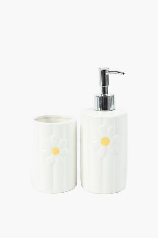 Ceramic Embossed Daisy Bath Tumbler