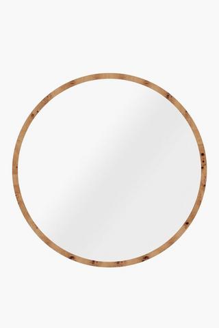 Burlwood Round Mirror, 90cm