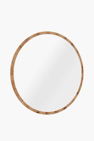 Burlwood Round Mirror, 90cm