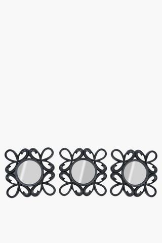 3 Pack Ornate Mirrors, 26cm