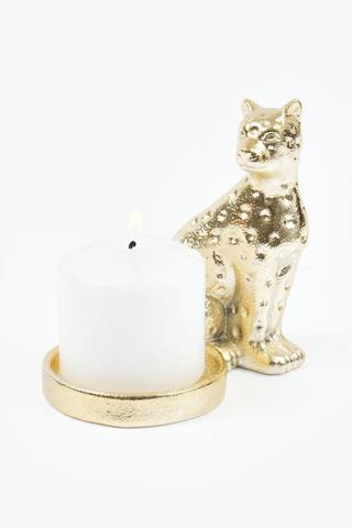 Leopard Candle Plate, 9.5x15cm