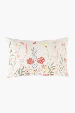 Printed Embroidered Lari Botanic Scatter Cushion, 40x60cm