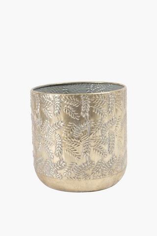 Leaf Embossed Metal Planter, 33x37cm