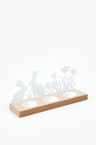 Metal Cut Out Bunny Tealight Holder, 25x8cm