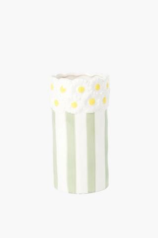 Daisy Stripe Vase, 11.5x21cm